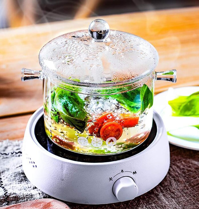 Miecux Glass Cooking Pot - 1.5L/50OZ Glass Saucepan Heat-Resistant Borosilicate Glass Handmade Cookware Set stovetop Pot - Safe for Pasta Noodle, Soup, Milk, Tea,salad (1.5L/50OZ) - Image 4